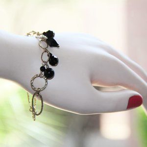 14k Gold Vermeil Over Sterling Silver Onyx Bracelet